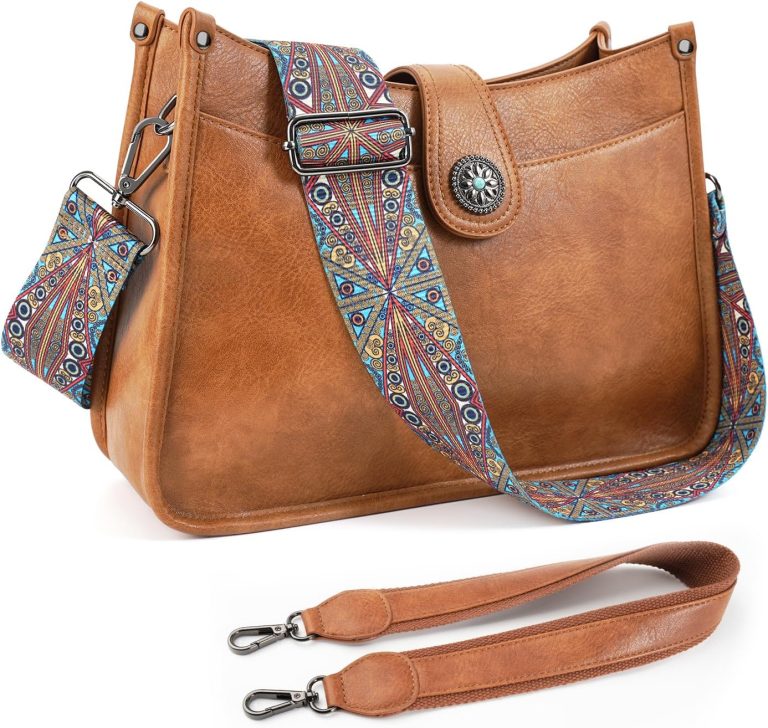 Crossbody Bags For Women Trendy, Vegan Leather Hobo Purse Shoulder Handbag Bucket Bag with 2 Strap
