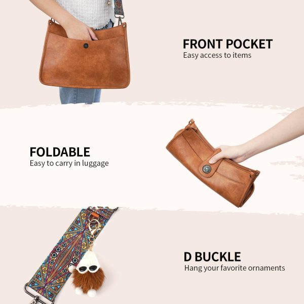 Crossbody Bags For Women Trendy, Vegan Leather Hobo Purse Shoulder Handbag Bucket Bag with 2 Strap - Image 3