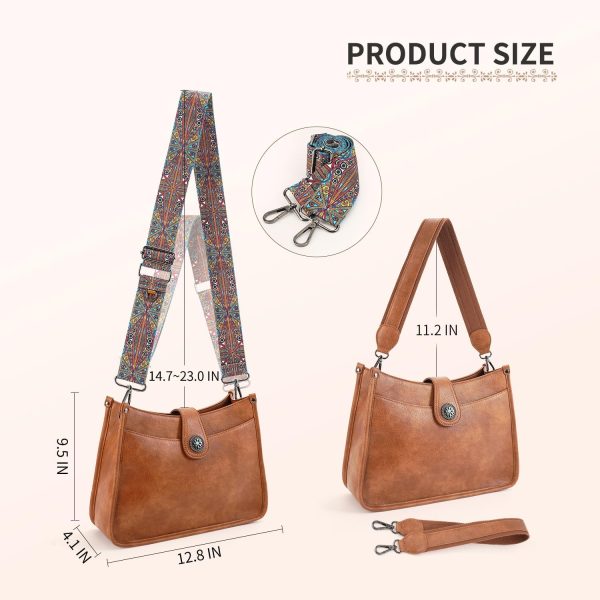 Crossbody Bags For Women Trendy, Vegan Leather Hobo Purse Shoulder Handbag Bucket Bag with 2 Strap - Image 6